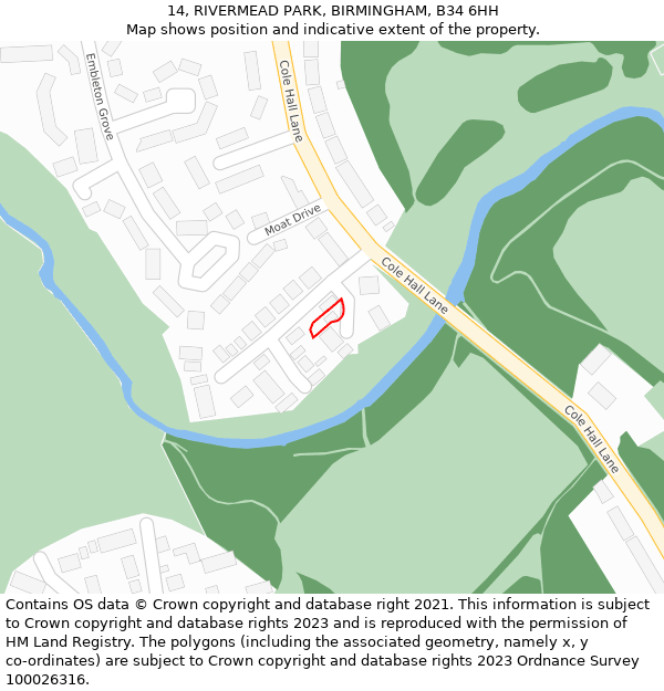 14, RIVERMEAD PARK, BIRMINGHAM, B34 6HH: Location map and indicative extent of plot