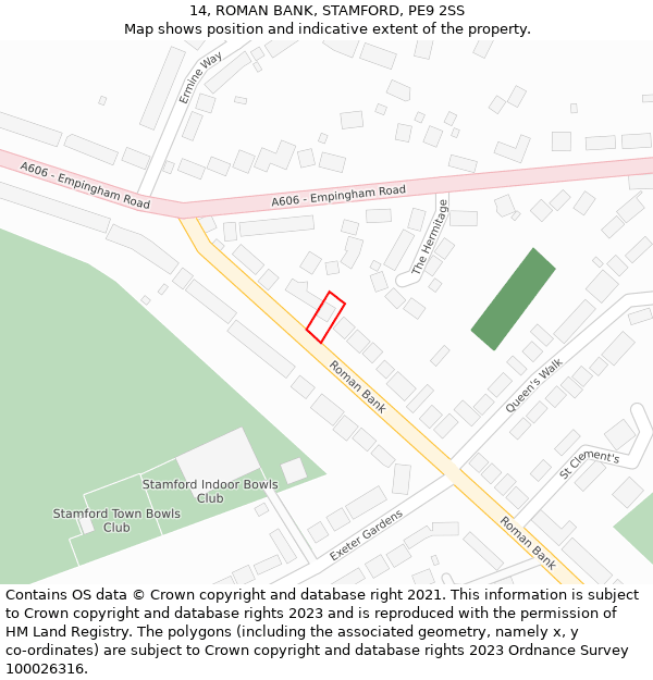 14, ROMAN BANK, STAMFORD, PE9 2SS: Location map and indicative extent of plot