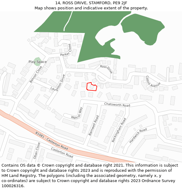 14, ROSS DRIVE, STAMFORD, PE9 2JF: Location map and indicative extent of plot