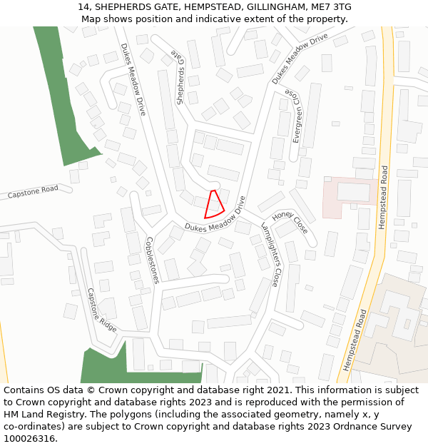 14, SHEPHERDS GATE, HEMPSTEAD, GILLINGHAM, ME7 3TG: Location map and indicative extent of plot