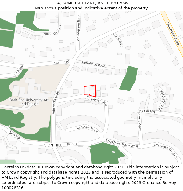 14, SOMERSET LANE, BATH, BA1 5SW: Location map and indicative extent of plot