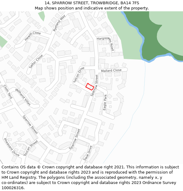 14, SPARROW STREET, TROWBRIDGE, BA14 7FS: Location map and indicative extent of plot