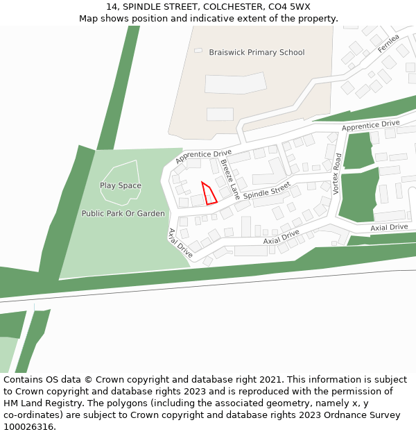 14, SPINDLE STREET, COLCHESTER, CO4 5WX: Location map and indicative extent of plot