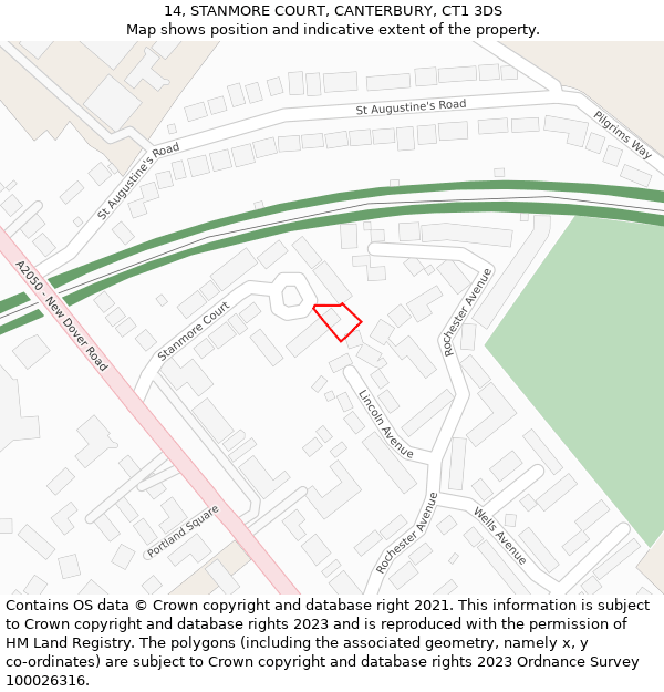 14, STANMORE COURT, CANTERBURY, CT1 3DS: Location map and indicative extent of plot