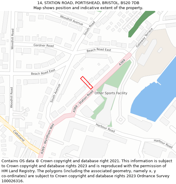 14, STATION ROAD, PORTISHEAD, BRISTOL, BS20 7DB: Location map and indicative extent of plot