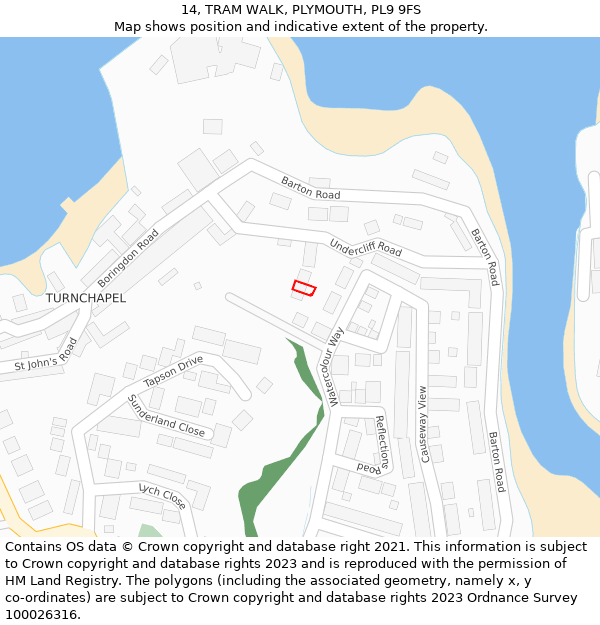 14, TRAM WALK, PLYMOUTH, PL9 9FS: Location map and indicative extent of plot