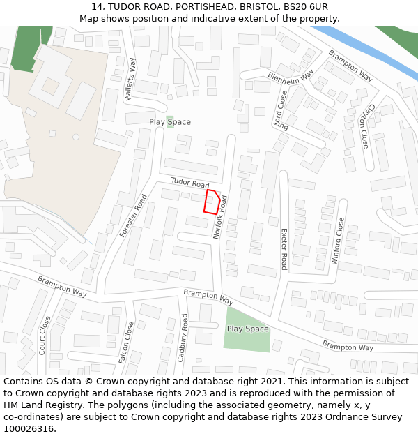 14, TUDOR ROAD, PORTISHEAD, BRISTOL, BS20 6UR: Location map and indicative extent of plot