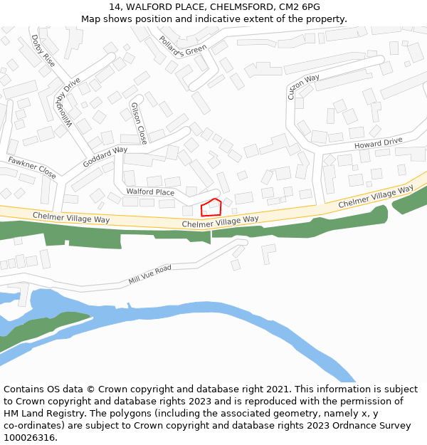 14, WALFORD PLACE, CHELMSFORD, CM2 6PG: Location map and indicative extent of plot