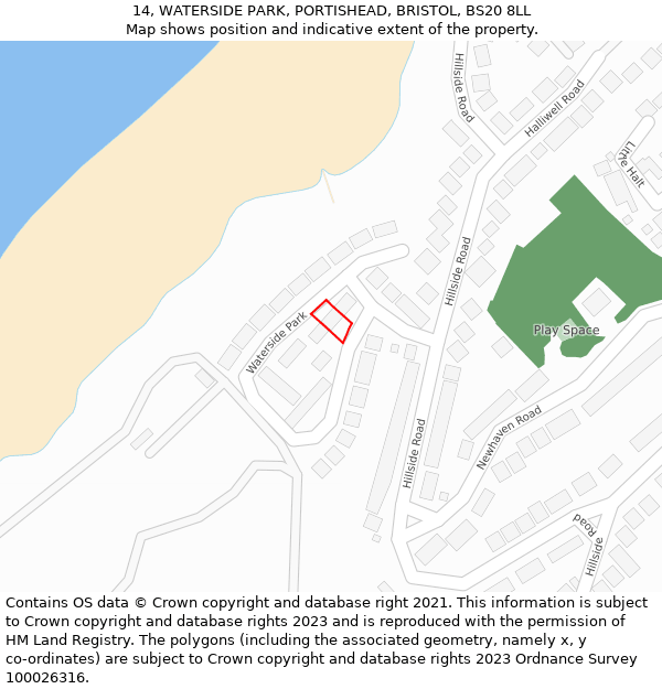 14, WATERSIDE PARK, PORTISHEAD, BRISTOL, BS20 8LL: Location map and indicative extent of plot