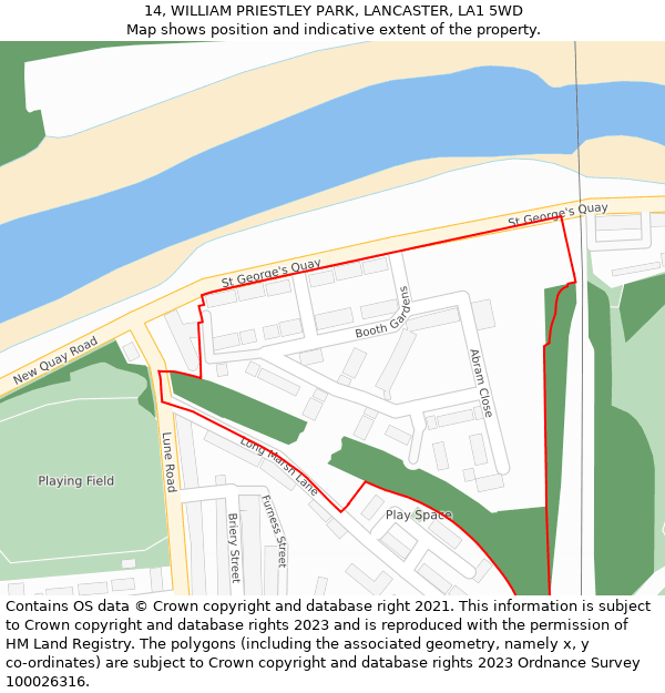 14, WILLIAM PRIESTLEY PARK, LANCASTER, LA1 5WD: Location map and indicative extent of plot