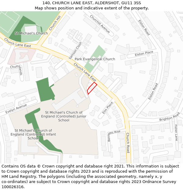 140, CHURCH LANE EAST, ALDERSHOT, GU11 3SS: Location map and indicative extent of plot
