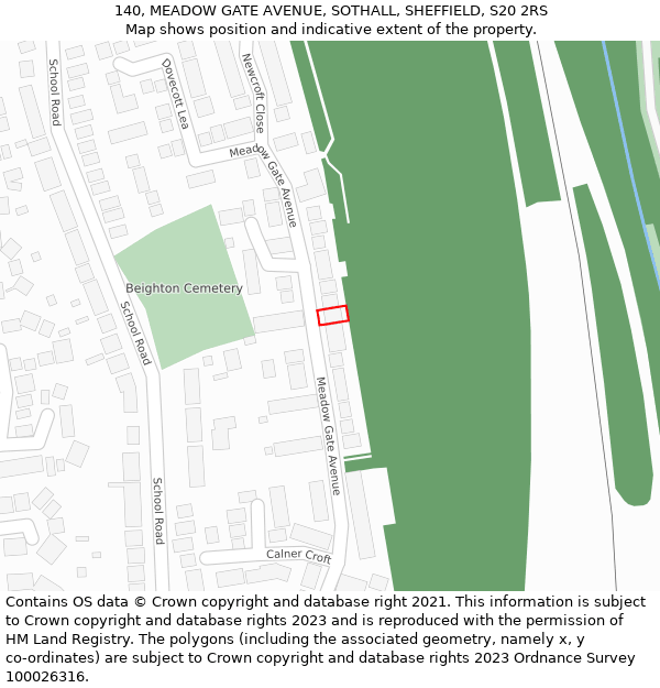 140, MEADOW GATE AVENUE, SOTHALL, SHEFFIELD, S20 2RS: Location map and indicative extent of plot