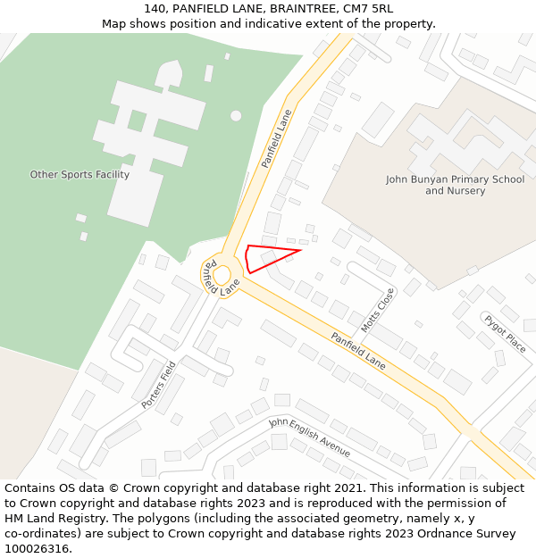 140, PANFIELD LANE, BRAINTREE, CM7 5RL: Location map and indicative extent of plot
