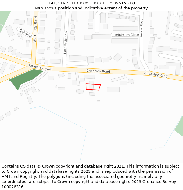 141, CHASELEY ROAD, RUGELEY, WS15 2LQ: Location map and indicative extent of plot
