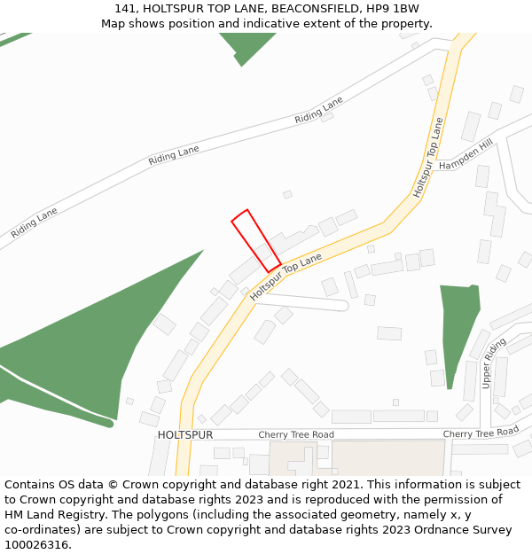 141, HOLTSPUR TOP LANE, BEACONSFIELD, HP9 1BW: Location map and indicative extent of plot