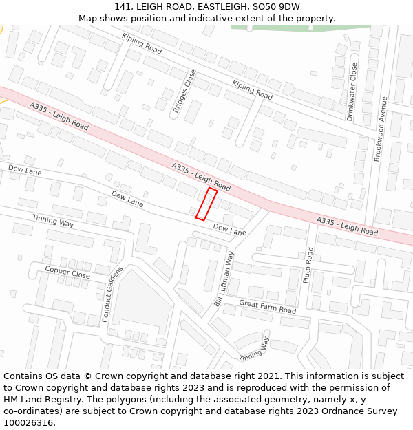 141, LEIGH ROAD, EASTLEIGH, SO50 9DW: Location map and indicative extent of plot