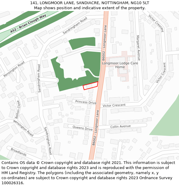 141, LONGMOOR LANE, SANDIACRE, NOTTINGHAM, NG10 5LT: Location map and indicative extent of plot