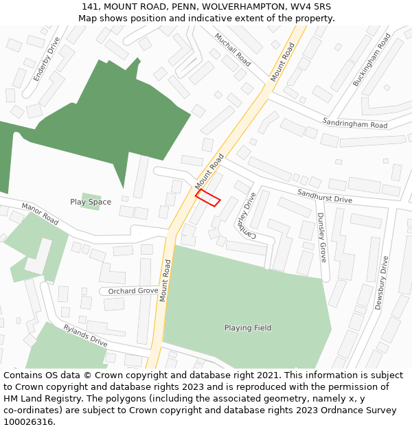 141, MOUNT ROAD, PENN, WOLVERHAMPTON, WV4 5RS: Location map and indicative extent of plot