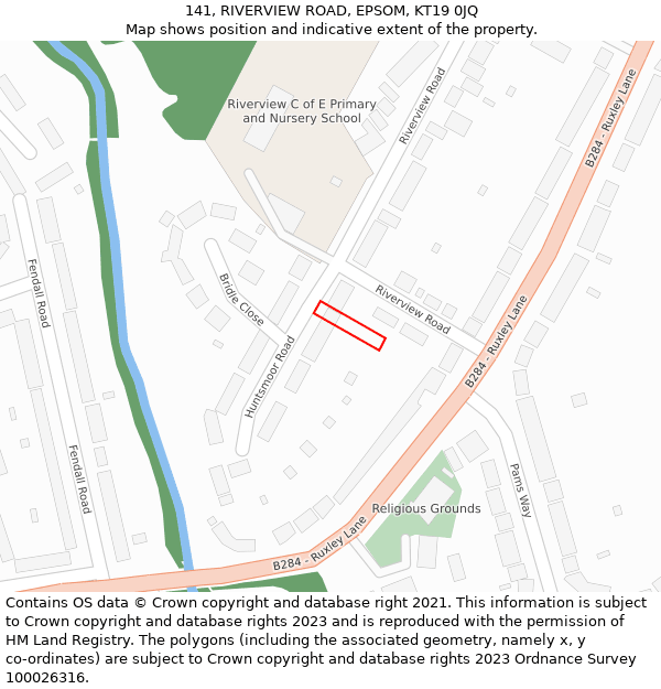 141, RIVERVIEW ROAD, EPSOM, KT19 0JQ: Location map and indicative extent of plot