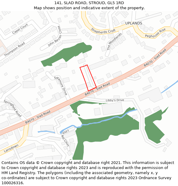 141, SLAD ROAD, STROUD, GL5 1RD: Location map and indicative extent of plot