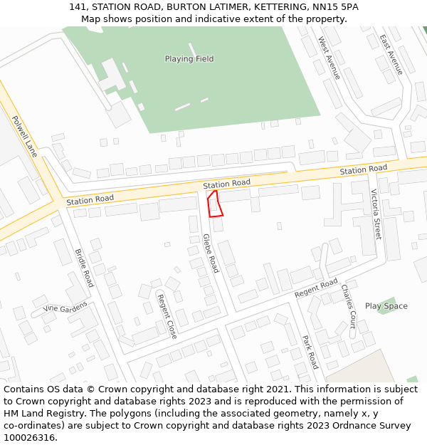 141, STATION ROAD, BURTON LATIMER, KETTERING, NN15 5PA: Location map and indicative extent of plot