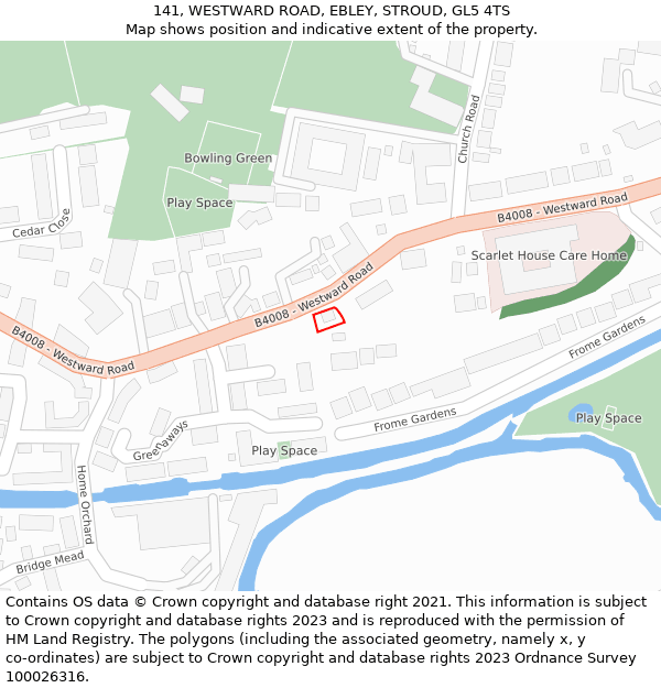 141, WESTWARD ROAD, EBLEY, STROUD, GL5 4TS: Location map and indicative extent of plot