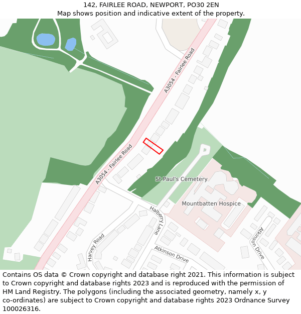 142, FAIRLEE ROAD, NEWPORT, PO30 2EN: Location map and indicative extent of plot