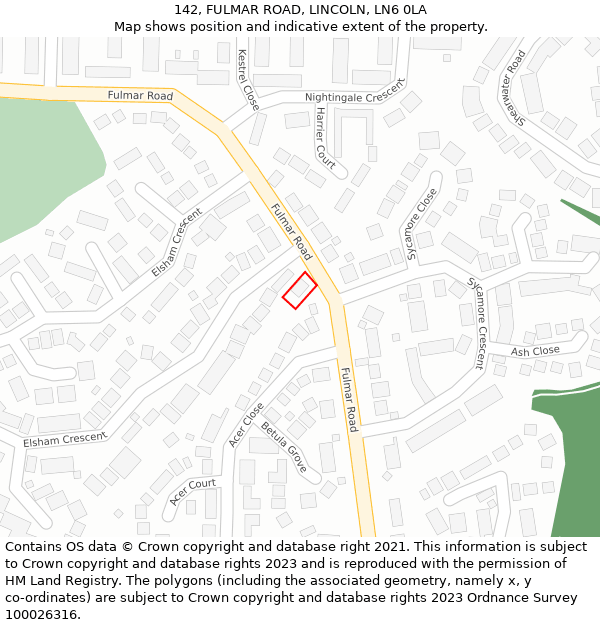 142, FULMAR ROAD, LINCOLN, LN6 0LA: Location map and indicative extent of plot
