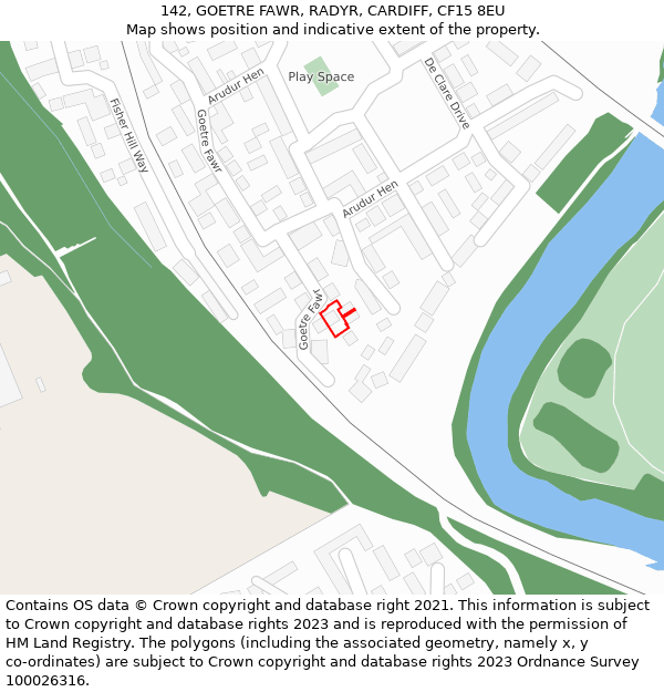 142, GOETRE FAWR, RADYR, CARDIFF, CF15 8EU: Location map and indicative extent of plot