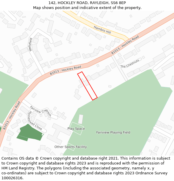 142, HOCKLEY ROAD, RAYLEIGH, SS6 8EP: Location map and indicative extent of plot