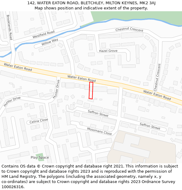 142, WATER EATON ROAD, BLETCHLEY, MILTON KEYNES, MK2 3AJ: Location map and indicative extent of plot