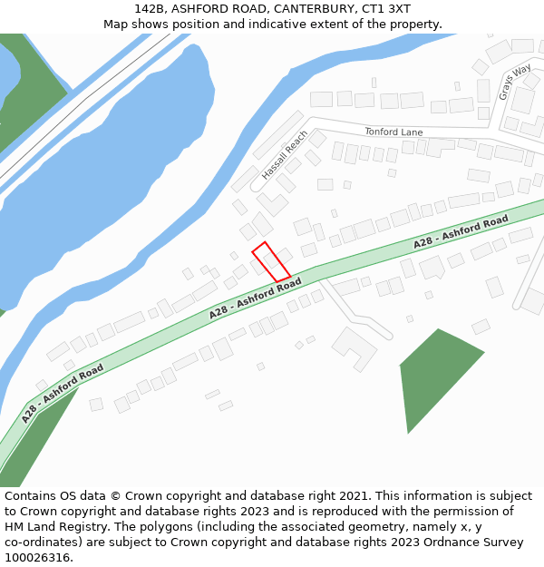 142B, ASHFORD ROAD, CANTERBURY, CT1 3XT: Location map and indicative extent of plot