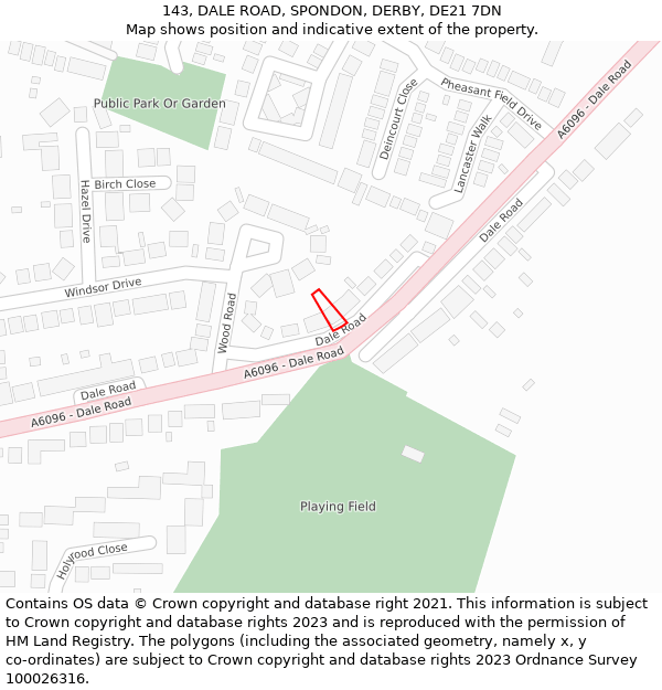 143, DALE ROAD, SPONDON, DERBY, DE21 7DN: Location map and indicative extent of plot