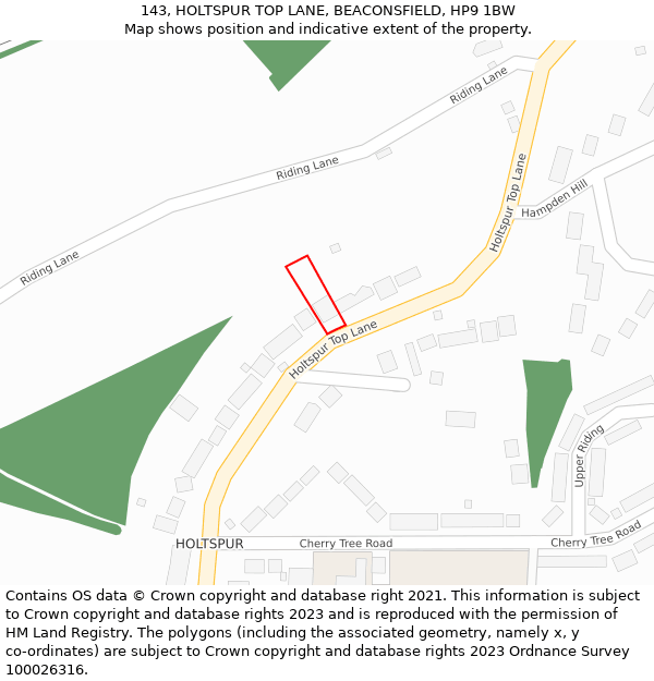 143, HOLTSPUR TOP LANE, BEACONSFIELD, HP9 1BW: Location map and indicative extent of plot