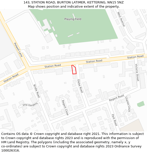 143, STATION ROAD, BURTON LATIMER, KETTERING, NN15 5NZ: Location map and indicative extent of plot