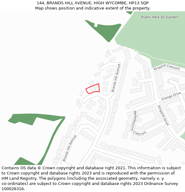 144, BRANDS HILL AVENUE, HIGH WYCOMBE, HP13 5QP: Location map and indicative extent of plot