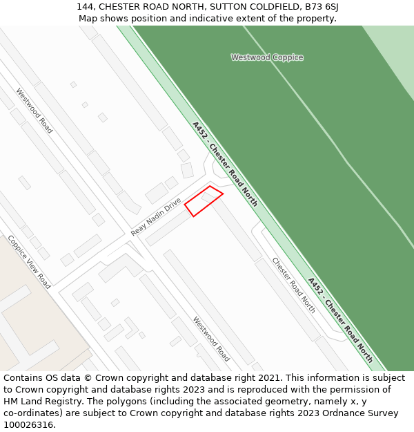 144, CHESTER ROAD NORTH, SUTTON COLDFIELD, B73 6SJ: Location map and indicative extent of plot