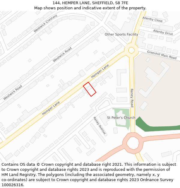 144, HEMPER LANE, SHEFFIELD, S8 7FE: Location map and indicative extent of plot