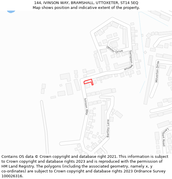 144, IVINSON WAY, BRAMSHALL, UTTOXETER, ST14 5EQ: Location map and indicative extent of plot