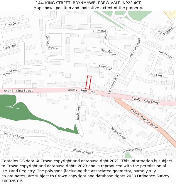 144, KING STREET, BRYNMAWR, EBBW VALE, NP23 4ST: Location map and indicative extent of plot