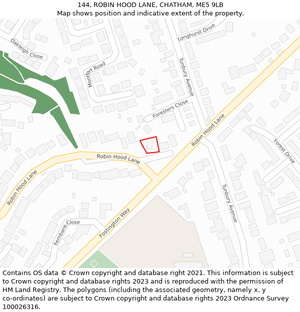 144, ROBIN HOOD LANE, CHATHAM, ME5 9LB: Location map and indicative extent of plot