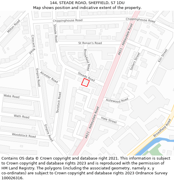 144, STEADE ROAD, SHEFFIELD, S7 1DU: Location map and indicative extent of plot