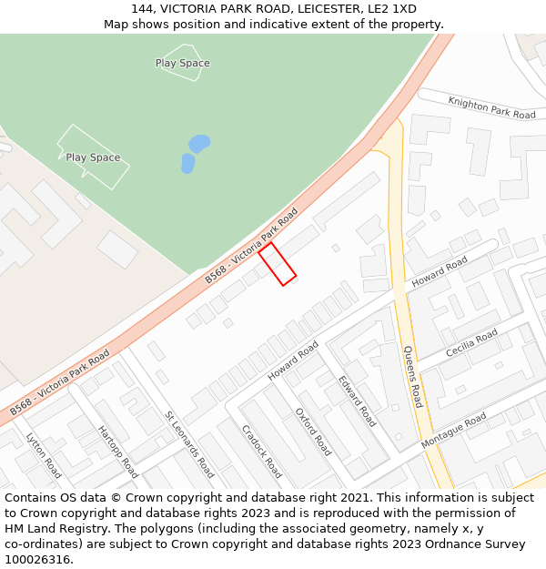 144, VICTORIA PARK ROAD, LEICESTER, LE2 1XD: Location map and indicative extent of plot