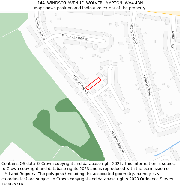 144, WINDSOR AVENUE, WOLVERHAMPTON, WV4 4BN: Location map and indicative extent of plot