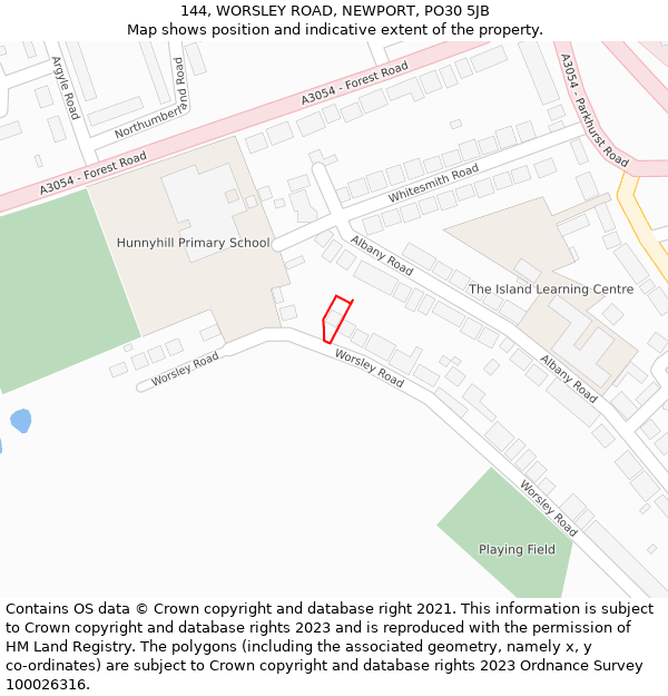 144, WORSLEY ROAD, NEWPORT, PO30 5JB: Location map and indicative extent of plot