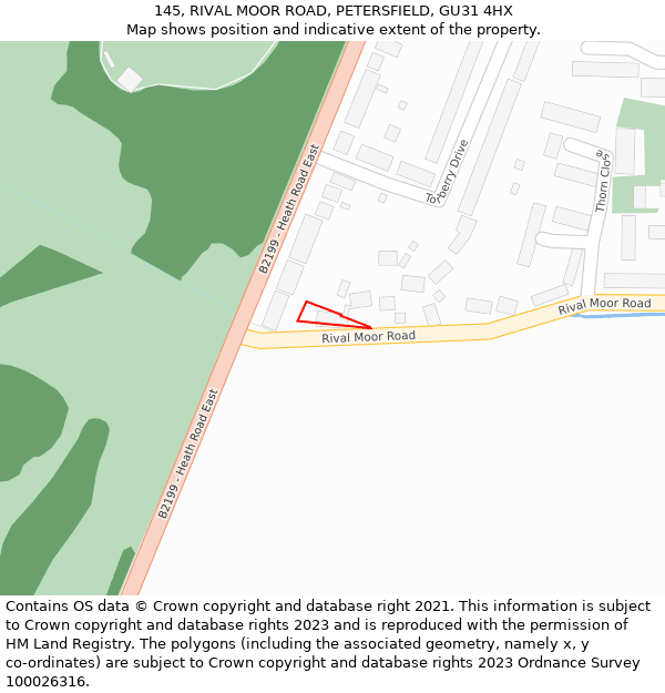 145, RIVAL MOOR ROAD, PETERSFIELD, GU31 4HX: Location map and indicative extent of plot