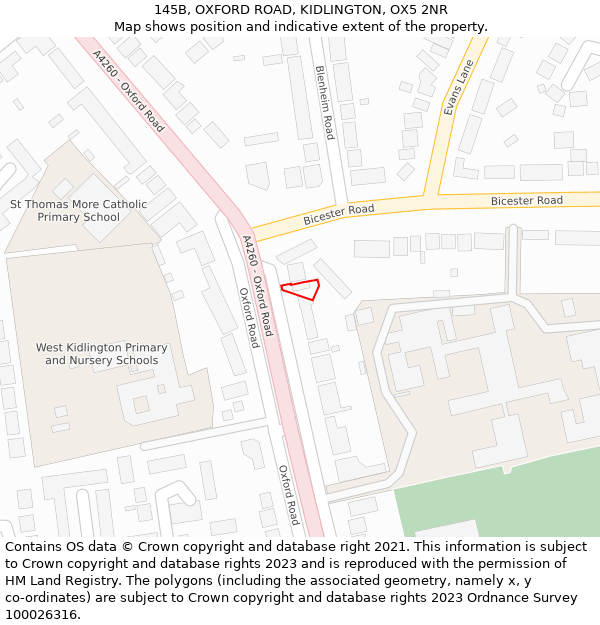 145B, OXFORD ROAD, KIDLINGTON, OX5 2NR: Location map and indicative extent of plot