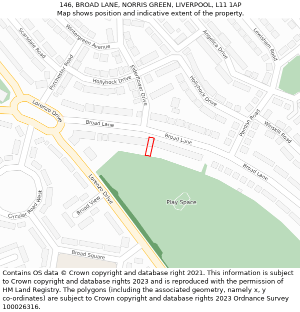 146, BROAD LANE, NORRIS GREEN, LIVERPOOL, L11 1AP: Location map and indicative extent of plot