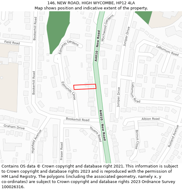 146, NEW ROAD, HIGH WYCOMBE, HP12 4LA: Location map and indicative extent of plot