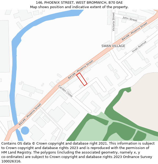 146, PHOENIX STREET, WEST BROMWICH, B70 0AE: Location map and indicative extent of plot